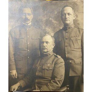 Antique WWI US ARMY Military Photo Three Officers Circa Early 20th Century